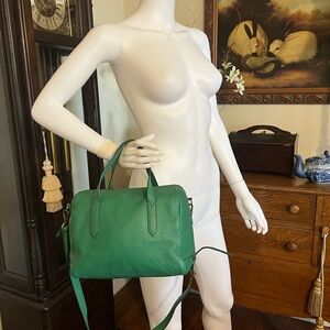 Fossil Leather Emerald Sydney Satchel/Handbag/Crossbody